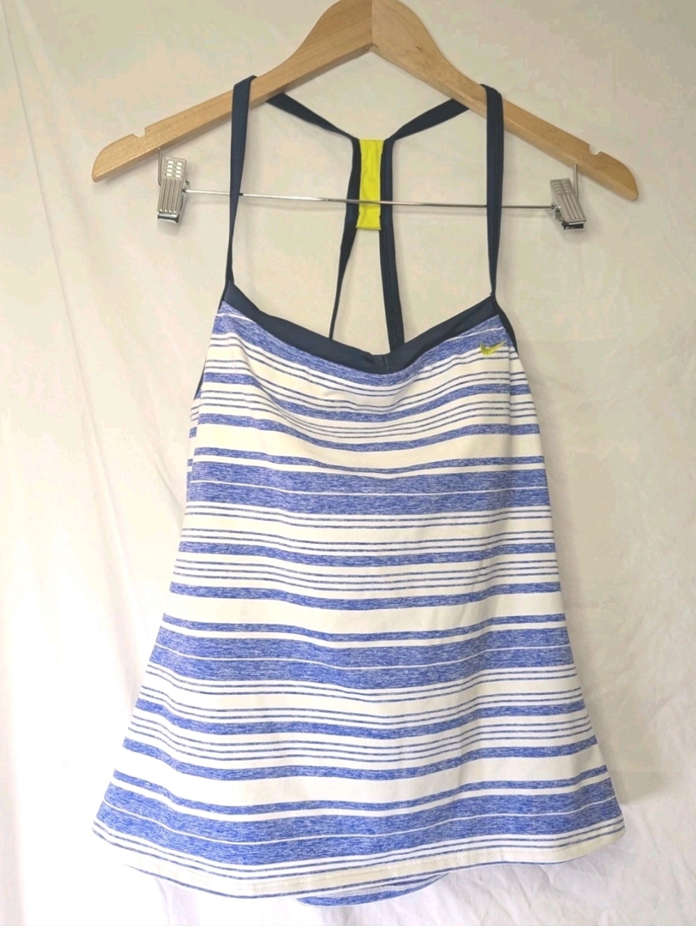 Nike swim tankini top Women Size 14 Blue White Striped